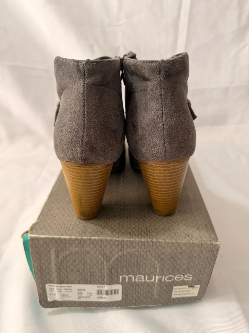 Maurices Charcoal Suede-Look Ankle Booties with Buckle Accent